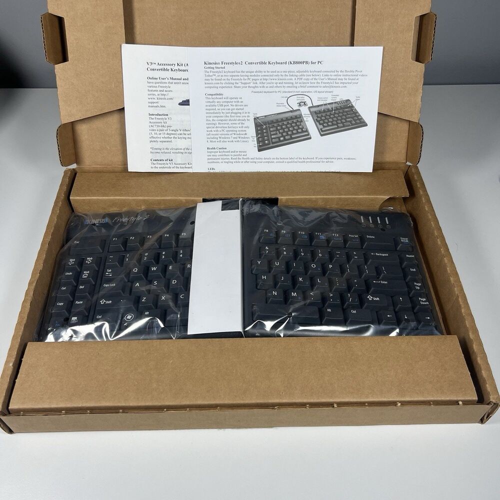 Brand New Kinesis Freestyle 2 V3 keyboard PC, Black, US Layout KB830PBUS